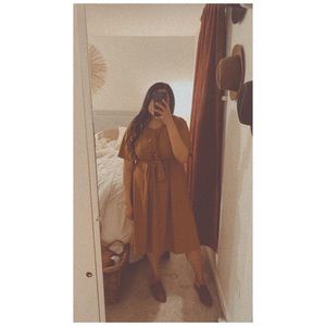 a:glow maternity dress mustard golden yellow flared crew maternity pic expecting